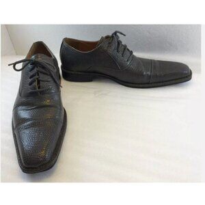 Lucio Ricci 10 M Gray Lizard Print Faux Leather Oxford Shoes Square Toe 053352